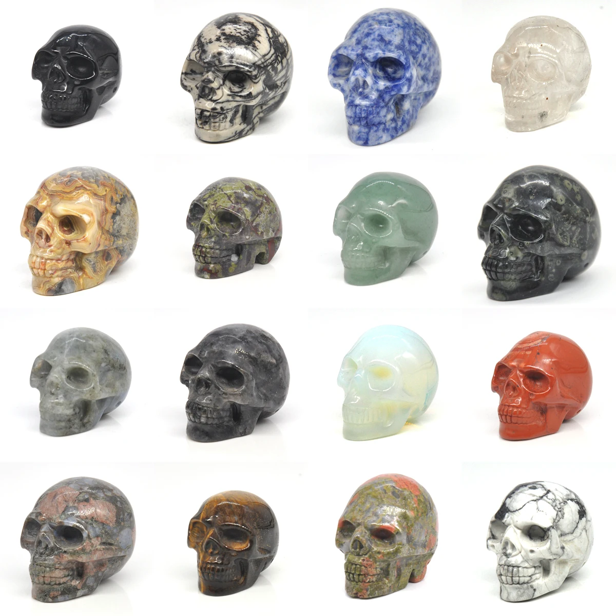 2&quot Skull Statue Natural Stones Carved Healing Crystals Ornament Reiki Witchcraft Supplies Gemstone Wicca Chakra Home Decoration | Дом и