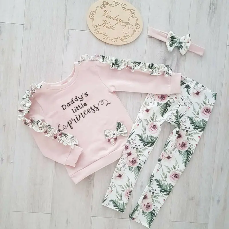 2020 Spring Fall 3Pcs Newborn Toddler Baby Boy Girl Clothes Sets Tops+Pants Headband Set Outfits Wholesale Dropshipping | Детская одежда