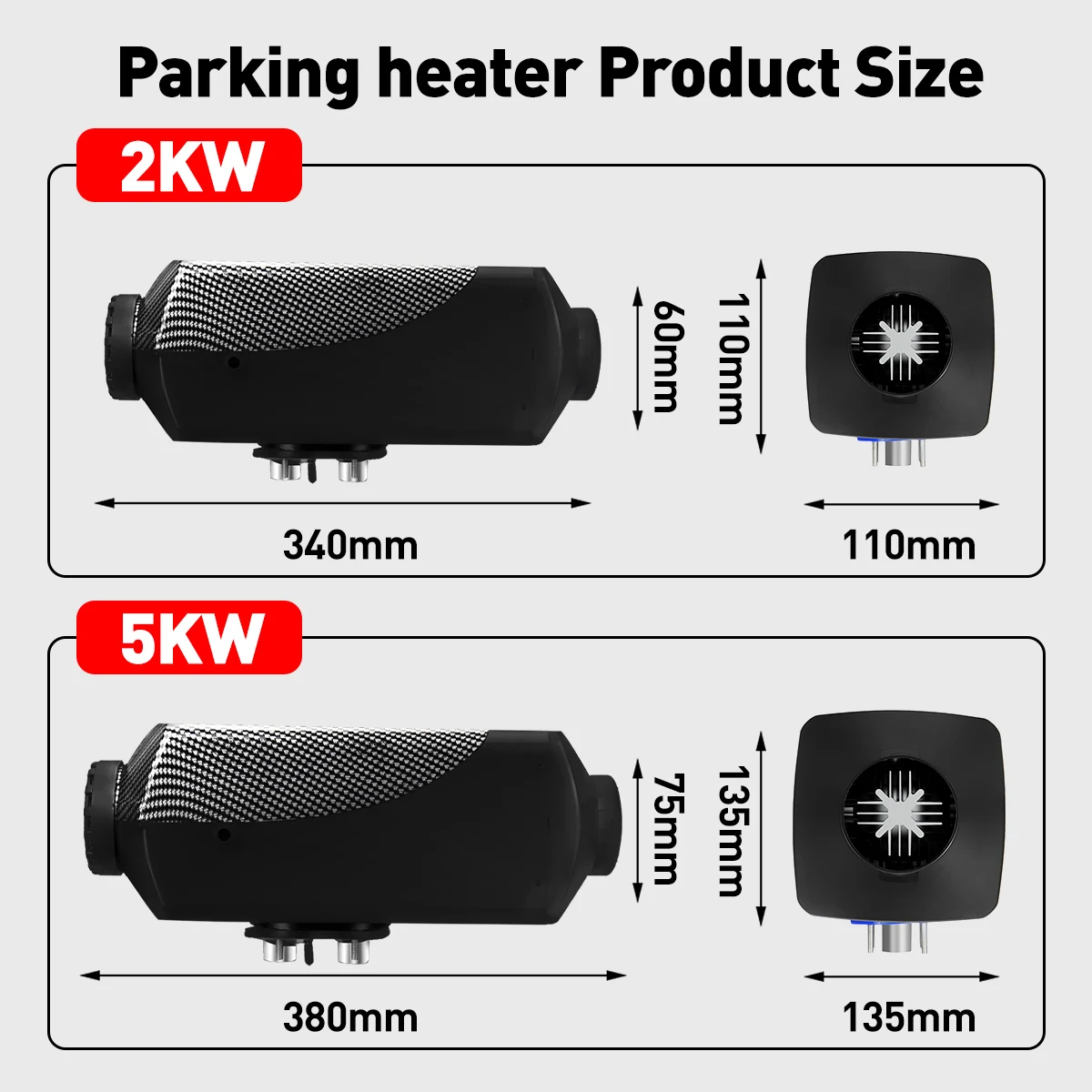 $92.88 Car Heater 12V 24V 5KW 2KW Car Diesel Air Parking Heater Autonomous Heater Single Hole Heater with LCD Remote Control for Truck