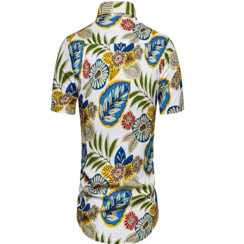 

European and American style casual print fashion shirt men's short-sleeved lapel shirt