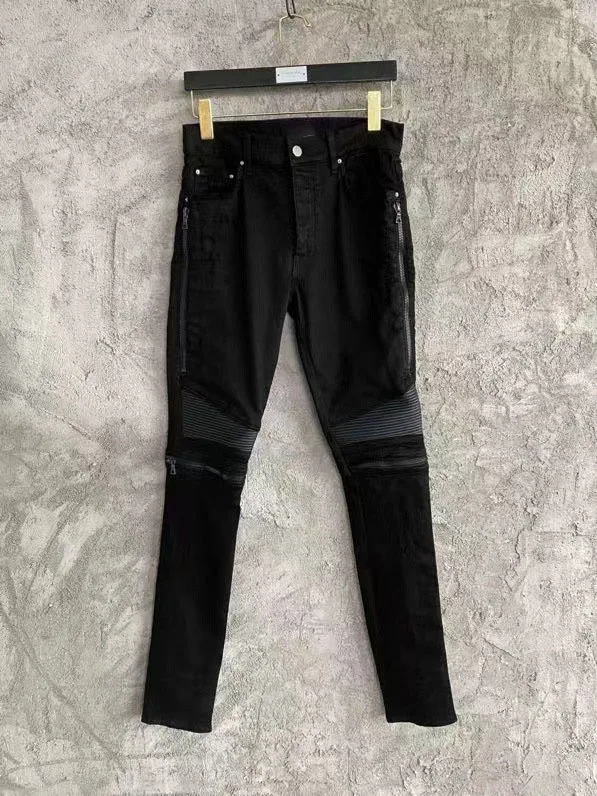 Men MX biker stretchy skinny distressed jeans