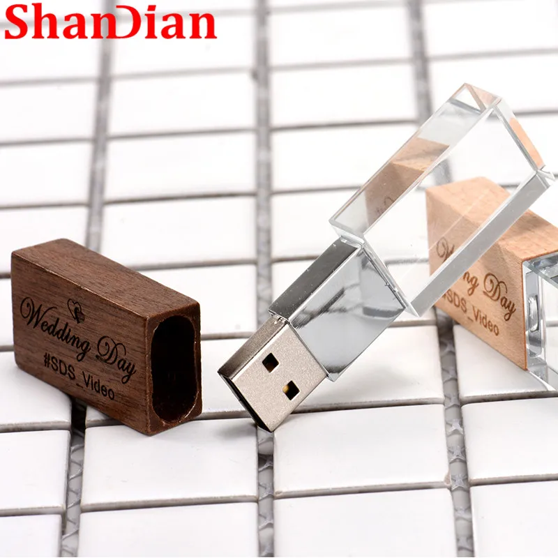 USB флеш накопитель SHANDIAN деревянный с кристаллами 8/16/32/64 ГБ|USB флэш-накопители| |