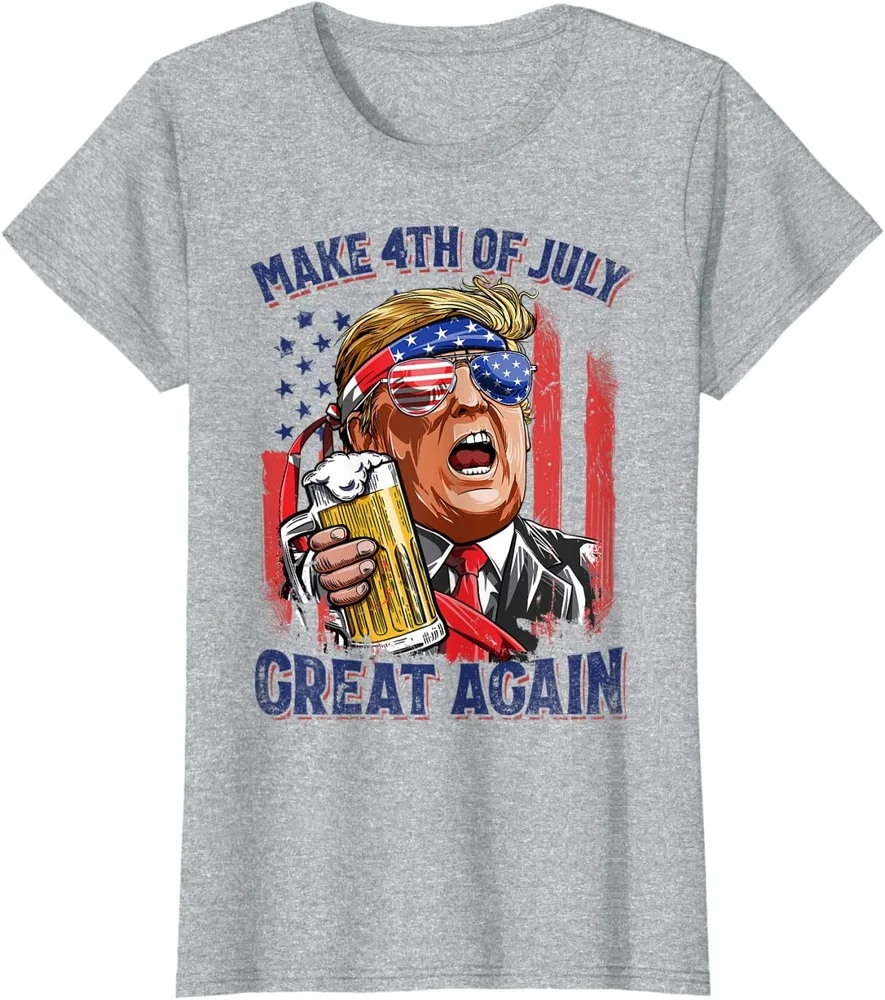 

Мужские кавайные летние топы, футболки с рисунком карате, футболка унисекс Make 4 июля, забавная Мужская футболка с изображением Трампа и пить...