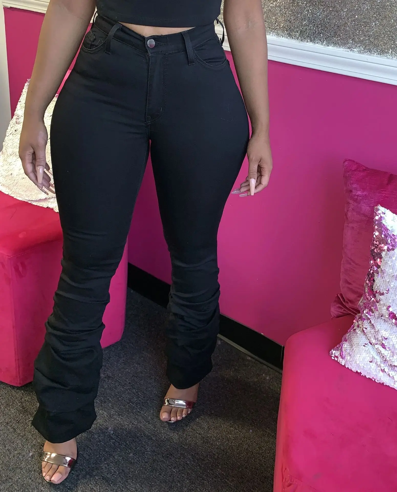 

Fashion Piled Pencil Denim Pants Skinny Jeans Woman High Waist Jeans Boyfriend Jeans For Women Plus Size 2xl Blue Black