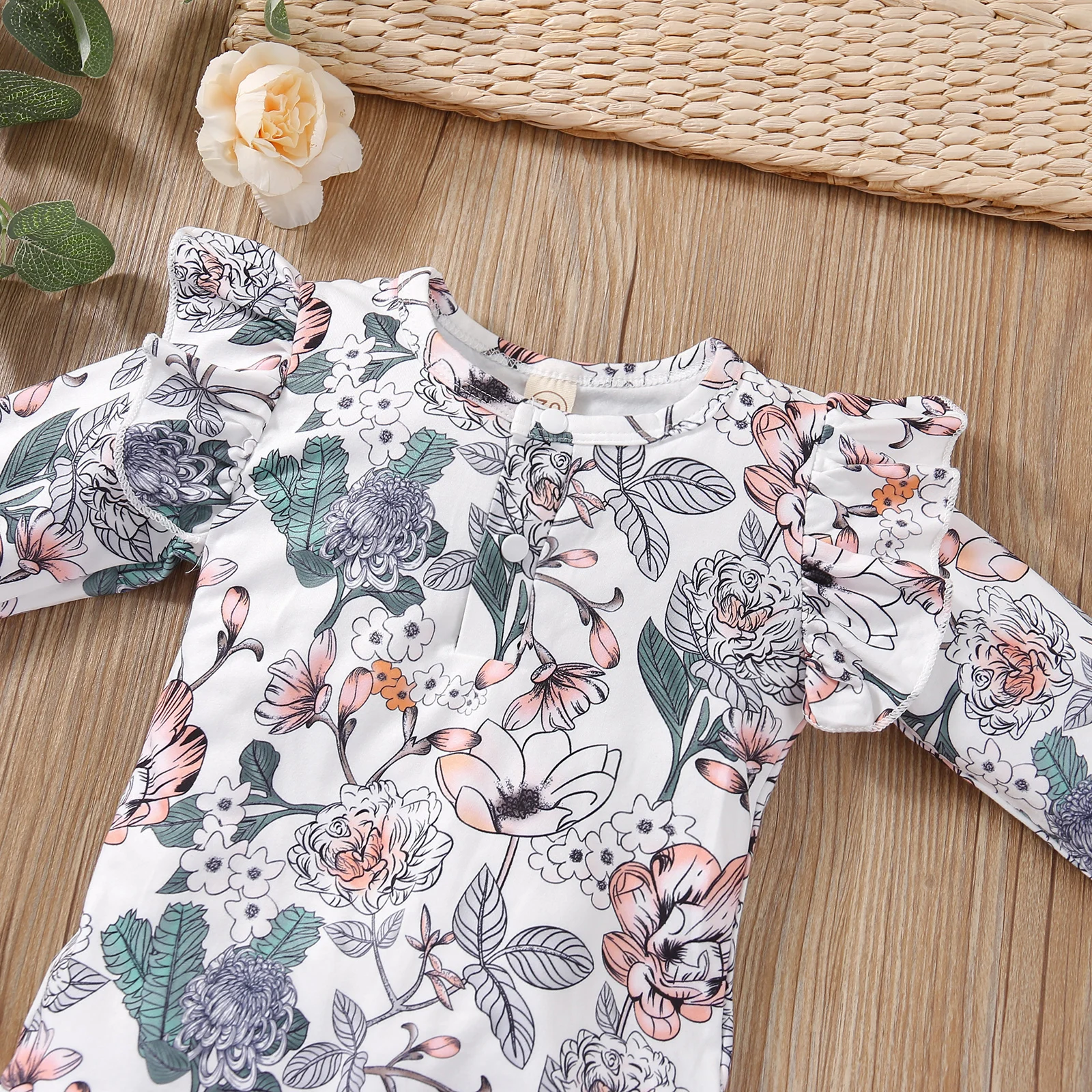 Модный повседневный комбинезон для маленьких девочек с длинным рукавом Длинный