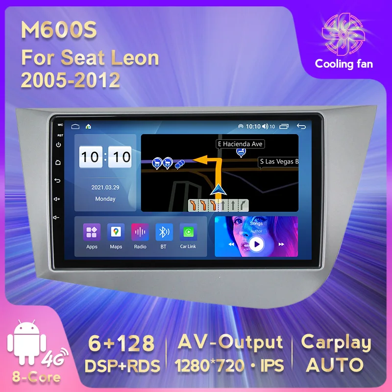 

9 дюймовый Android 11 6G + 128G 2Din без DVD для Seat Leon 2005-2012 автомобильное радио GPS навигация с Carplay + Авто WIFI 4G LTE BT DSP RDS
