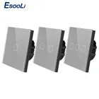 Сенсорный выключатель Esooli, серая прозрачная стеклянная панель, стандарт EUUK, 123 клавиши, 1 канал, только сенсорный переключатель