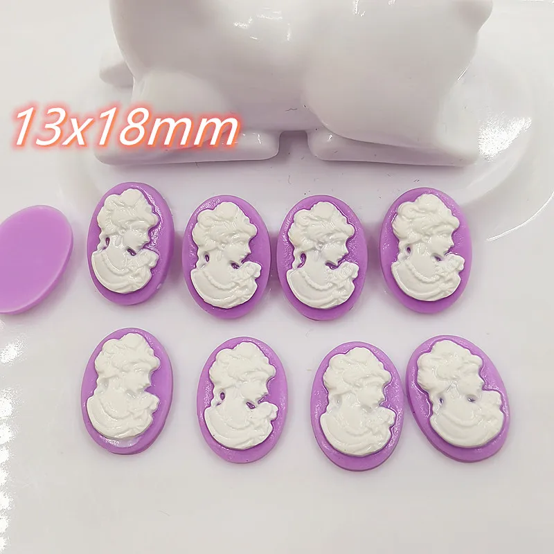 

60Pcs Purple Resin Oval Girl Decoration Crafts Flatback Cabochon Embellishments For Scrapbooking Diy Accessories 13x18mm