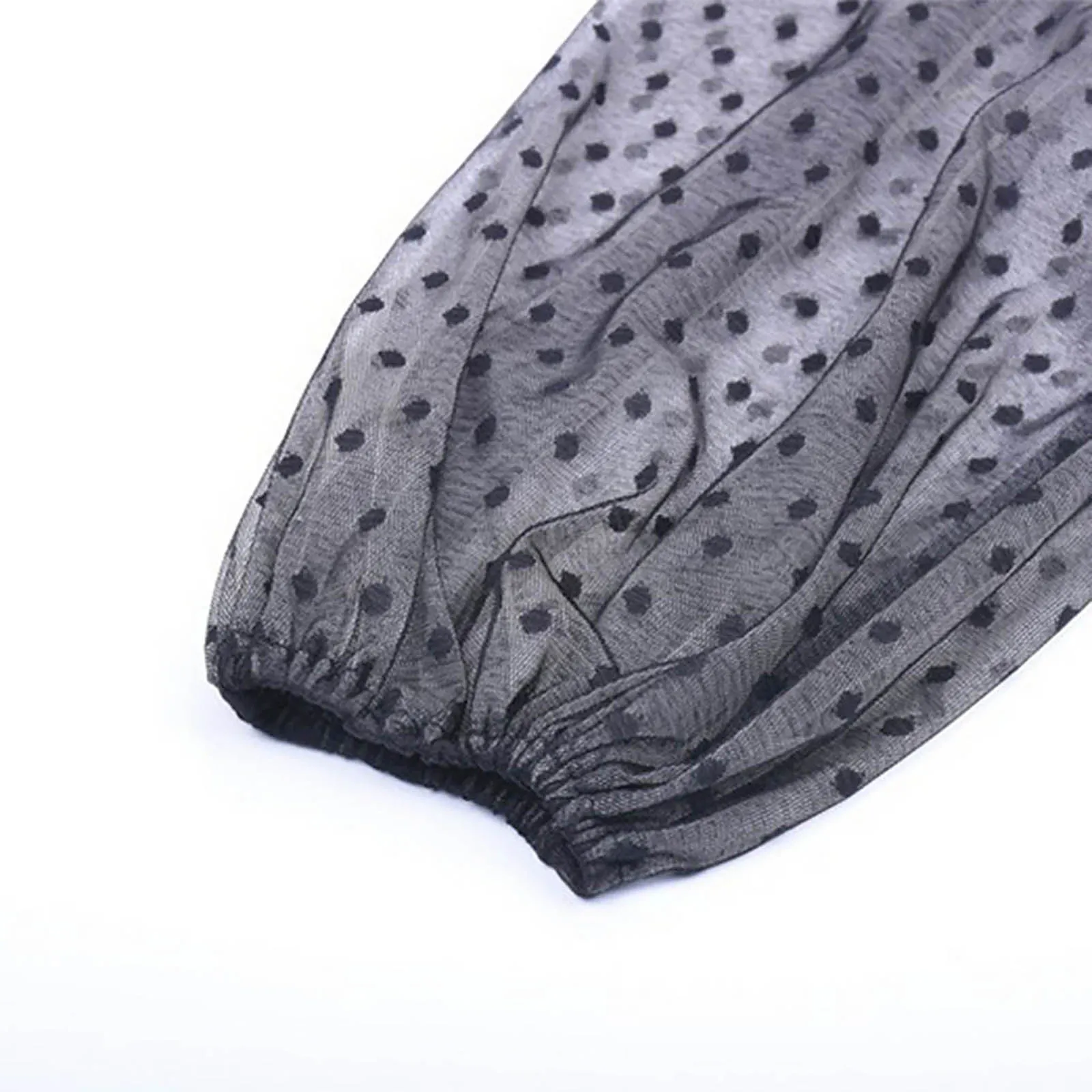 

2021 Springtime New Style Women's Open Navel Short Mesh Perspective Sexy Lantern Sleeve Top