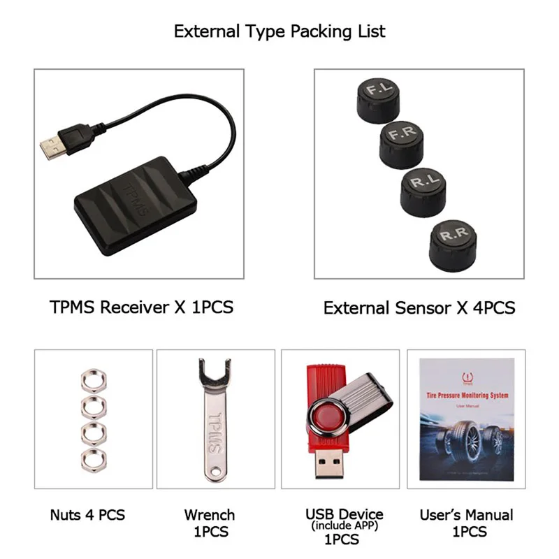 

Автомобильный TPMS для Android USB система мониторинга давления в шинах навигационный дисплей Беспроводная Автомобильная сигнализация давления ...