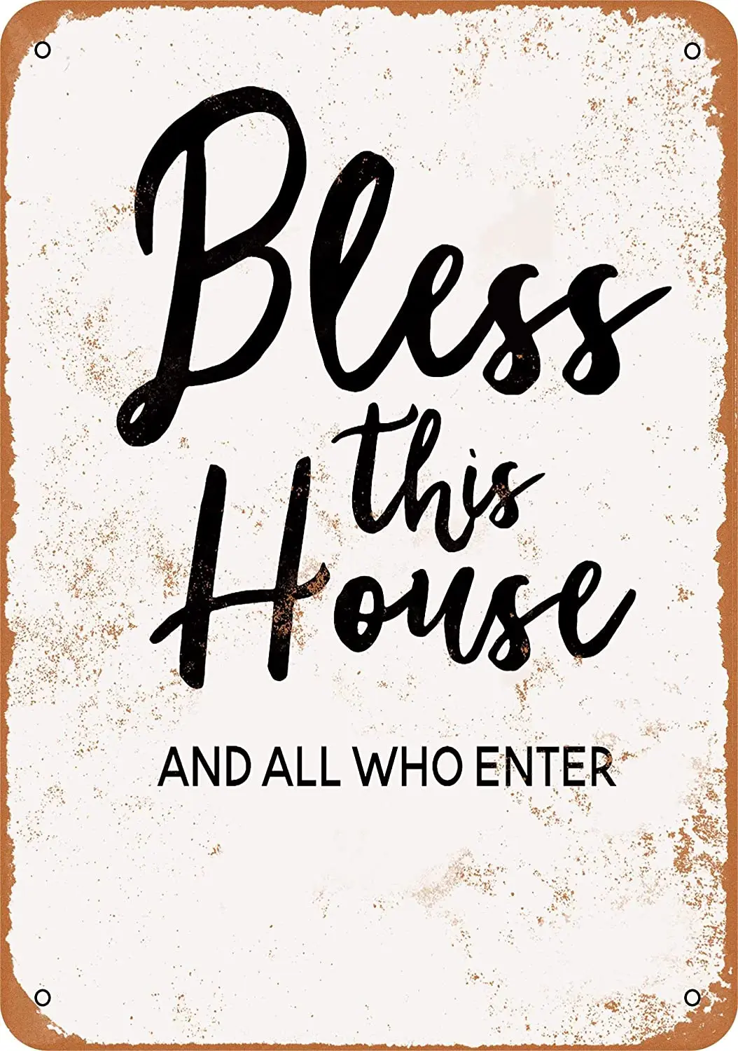 

WallColor 8*12 Metal Sign Bless This House and All Who Enter 2 Vintage Look