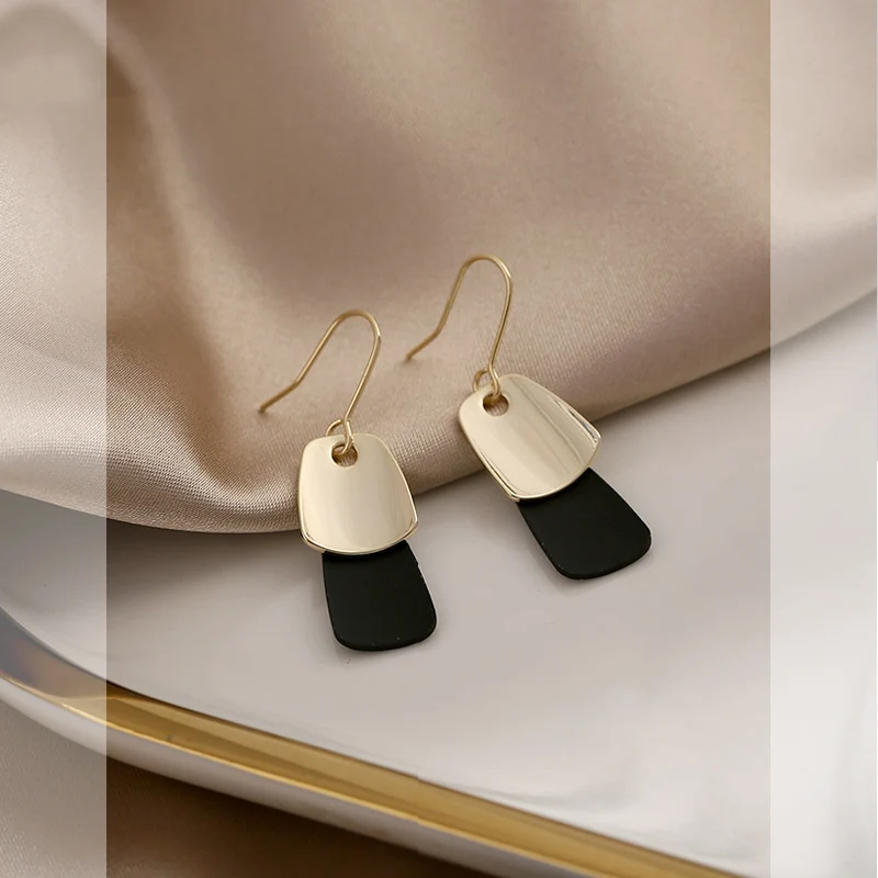 Модный простой дизайн двойной цвет геометрический крючок серьги роскошный