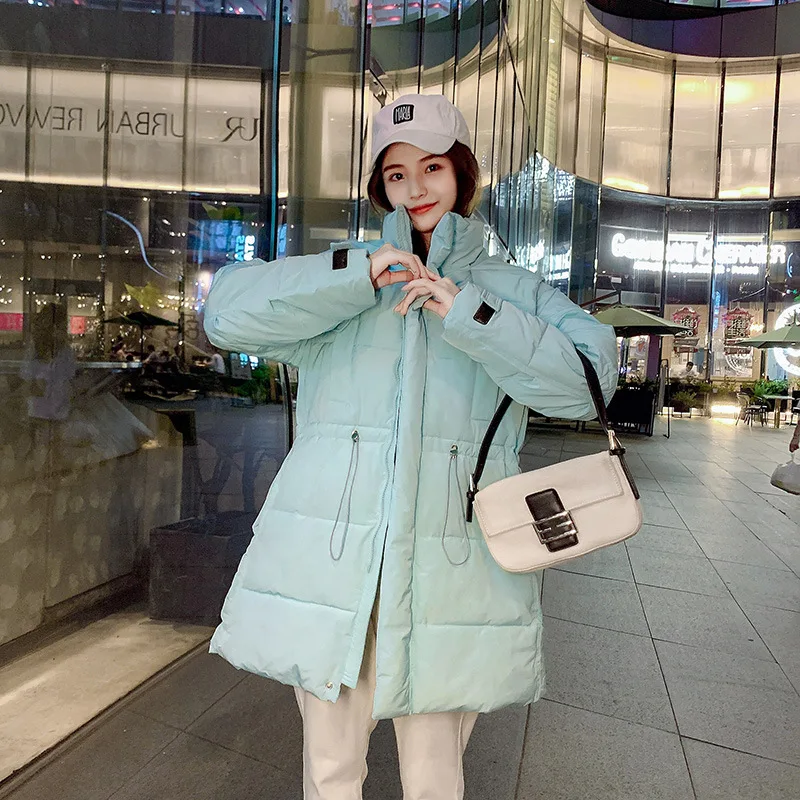 Winter Coat  Clothing for Women The New Female Korean Version Loose Thicken Hooded Draw Back