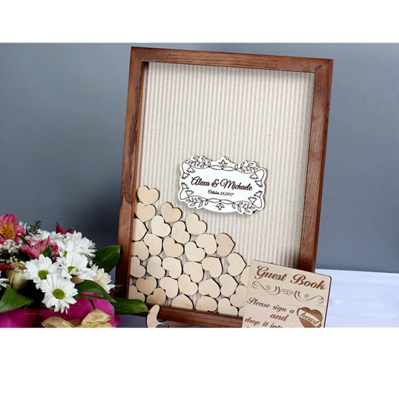 Индивидуальные имена дата-книга для гостей Альтернативная коробка сердец