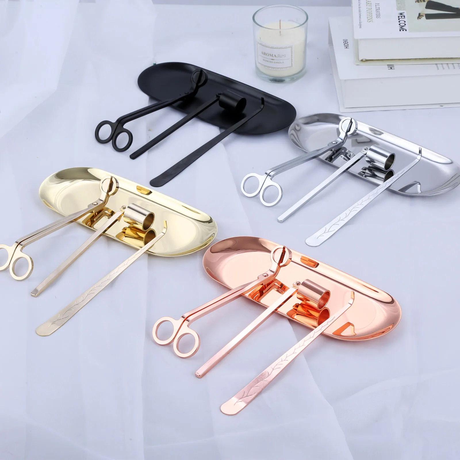 4pcs/set Candle Car Kit Wick Trimmer Dipper Snuffer Storage Tray Care Repair Tool Home Decor | Дом и сад