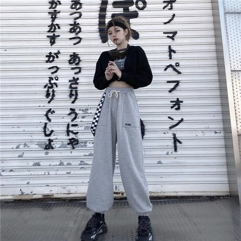 

Large size women's sports pants women's 2021 summer thin new vibe style loose and thin High Waist Wide Leg knickerbockers