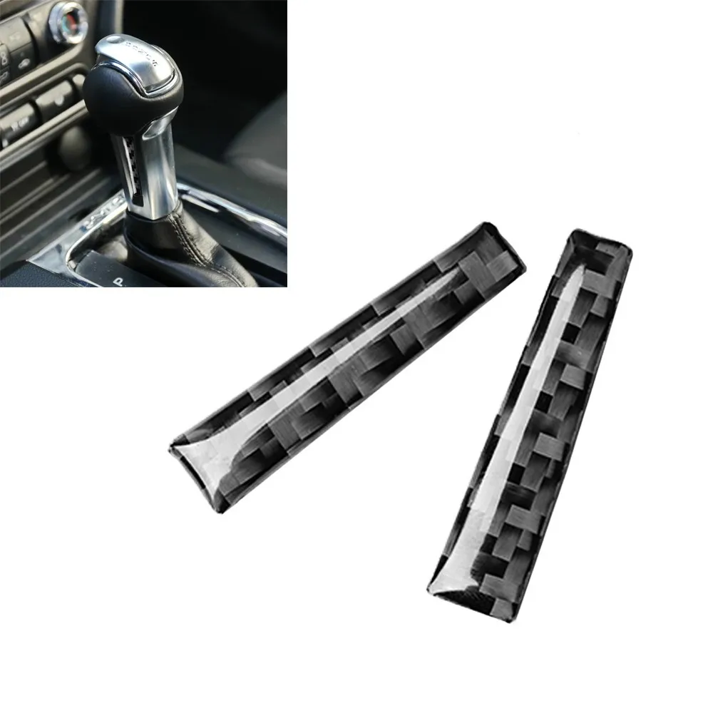 

2 Pcs Gear Shift Knob Trim 41*10mm Black Car For Ford Mustang 2015-2020