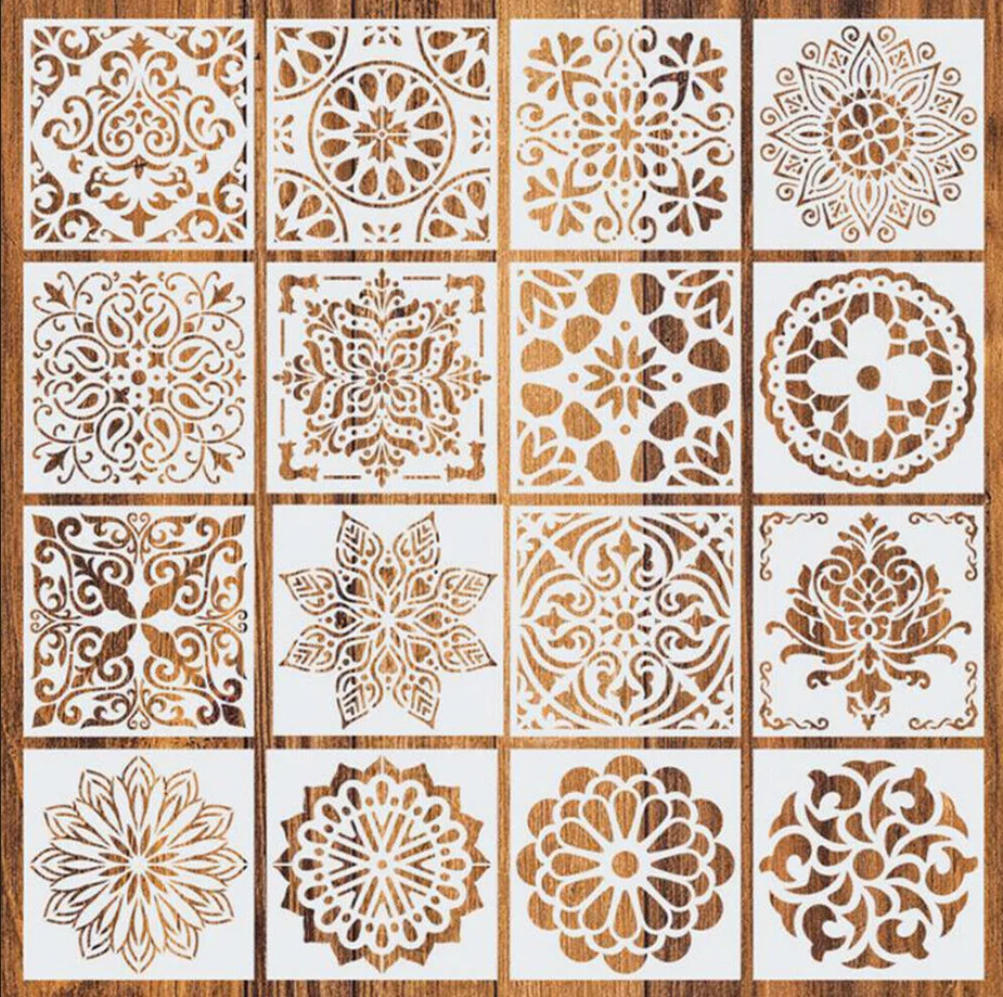 

16pcs Mandala Painting Stencil Drawing Dot Templates For Floor Wall DIY Decors