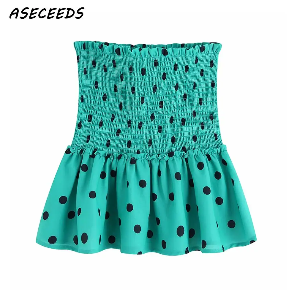 2019 Лето корейский стиль асимметричные оборки зеленая юбка Женская высокая талия