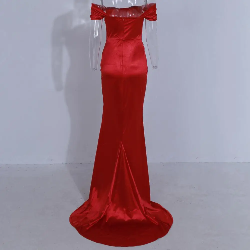 

2019 Fashion Women Celebrity ERevning Party Women SUmmer Dress Red Sexy Short Sleeve Off The Shoulder Backless Long Maxi vestido