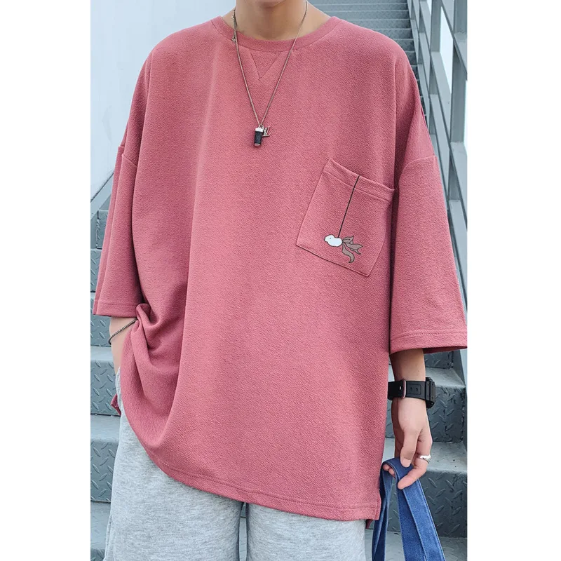 

Men's Short Sleeve T-shirts 2021 Summer New Round Neck Printed Loose Casual Three-quarter Sleeve T-shirt Large Size M-5XL men