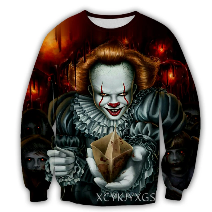 

New Men/Women 3D Printed Horror Movie Characters Pennywise Casual Sweatshirt Fashion Streetwear Men Loose Sporting Sweatshirt D3