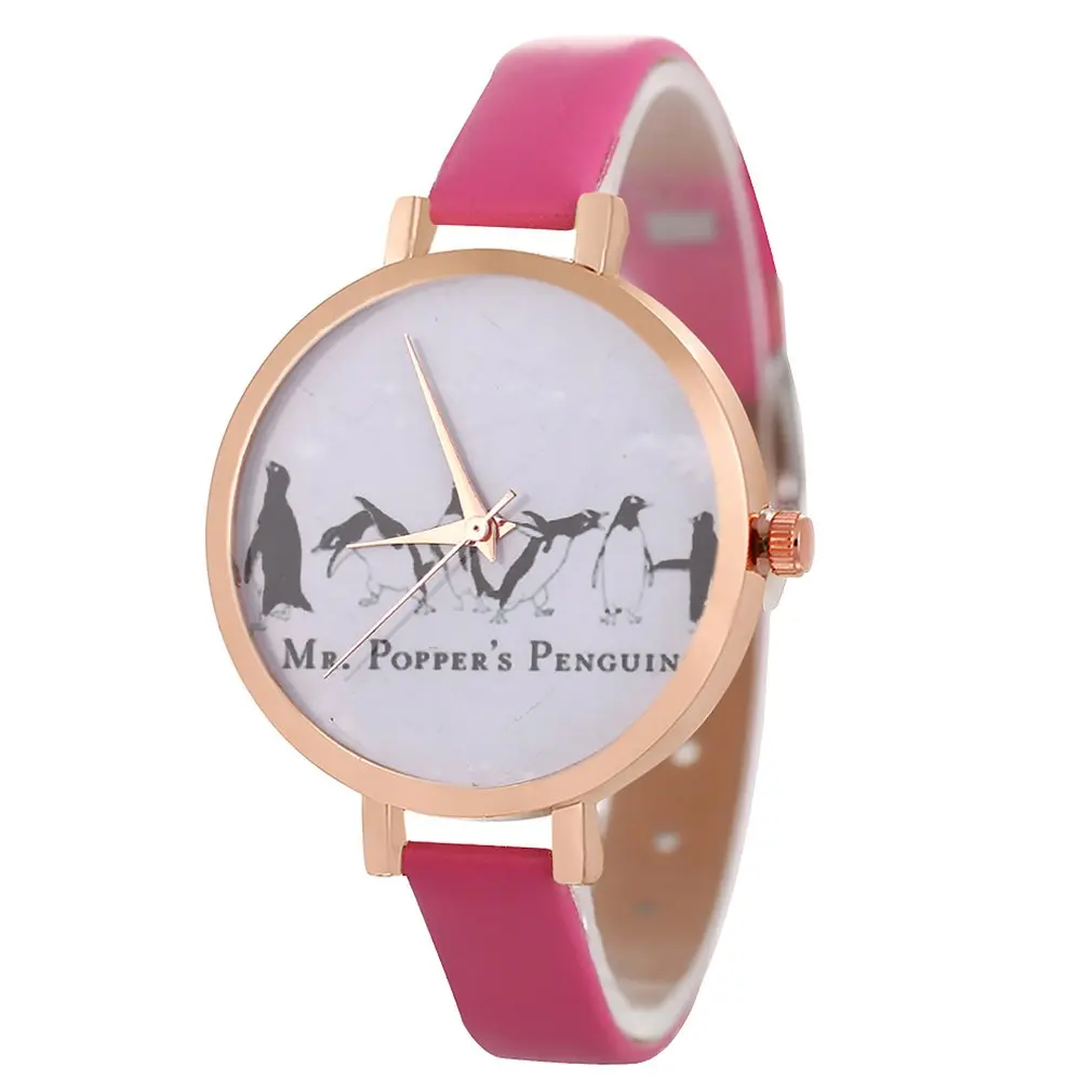Элегантные женские часы модельные Пингвины с циферблатом кварцевые высокого
