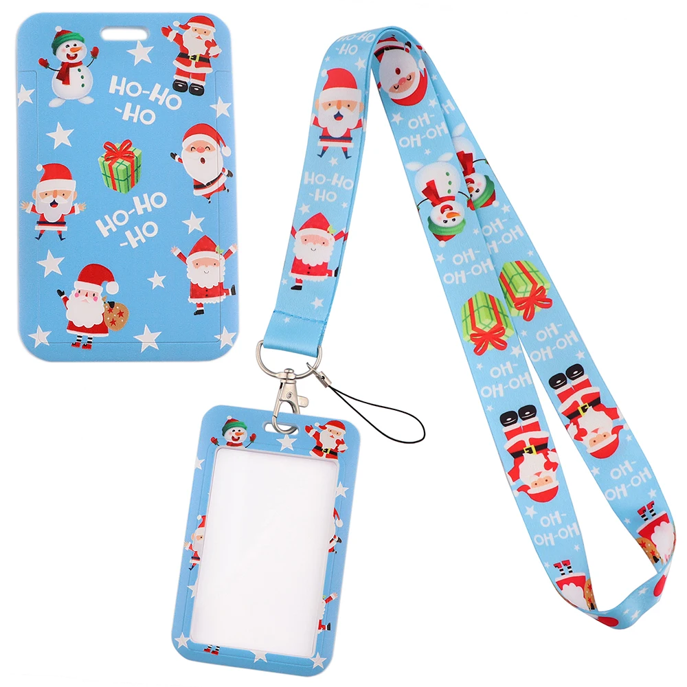

YQ528 New Christmas Gifts Santa Claus Key Lanyard Phone Rope Campus Name ID Badge Holder Neck Strap Keychain Hang Rope Lariat