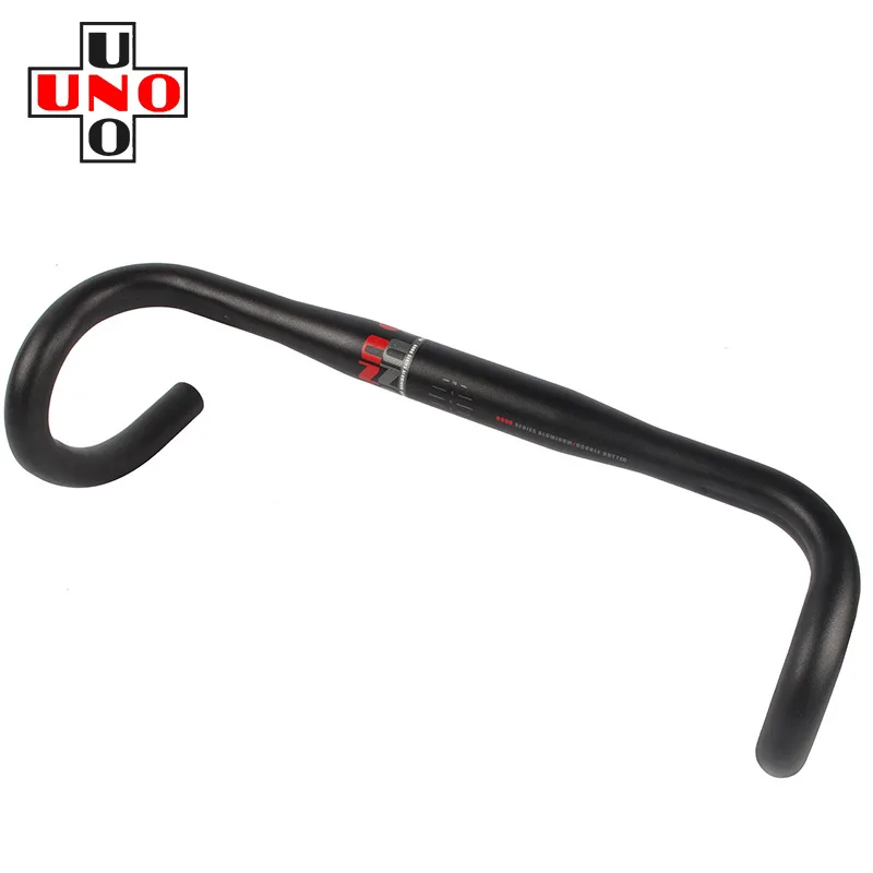 

CR12 Red Logo UNO Aluminium Alloy Road Bicycle Bar 31.8*380/400/420mm Racing Bike Black Bent Handlebar