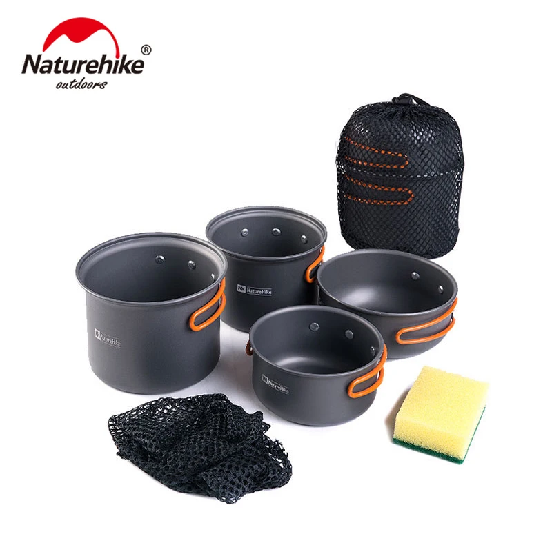 

Naturhike Ultralight Outdoor Camping Cookware Utensils Four Combination Cookware Tableware For Picnic Bowl Pot Pan Set
