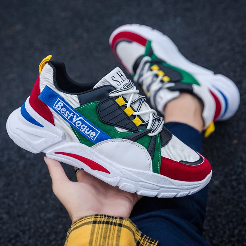 Кроссовки мужские на платформе легкие дышащие Нескользящие сетчатые шнуровке