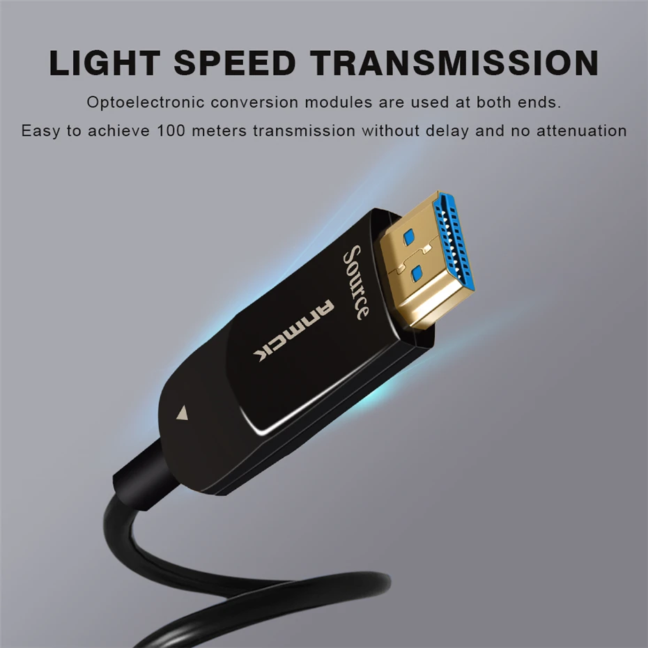 Anmck волоконно-оптический HDMI 1,4 кабель 4K 30Hz 2K 144Hz 10M 15M 20M 30M 40M 50M HDMI к HDMI кабель для HD tv Box Проектор Монитор