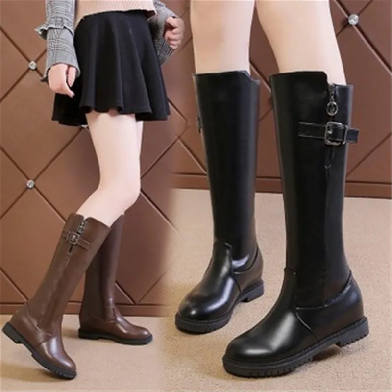 Высококачественные сапоги до колена Женские зимние из мягкой кожи Удобные