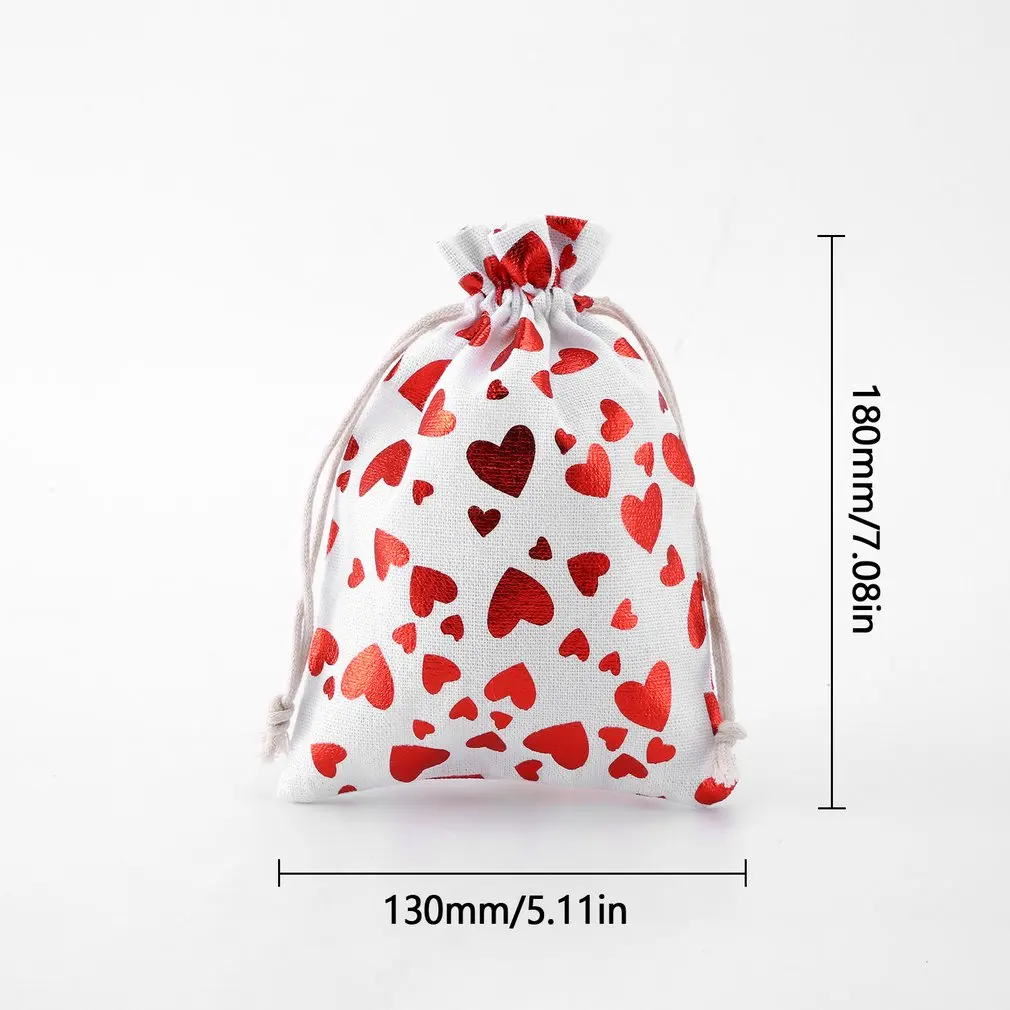

Eco-friendly And Beautiful Valentine's Day Double Drawstring Linen Gift Drawstring Pocket Gift Packaging Bag