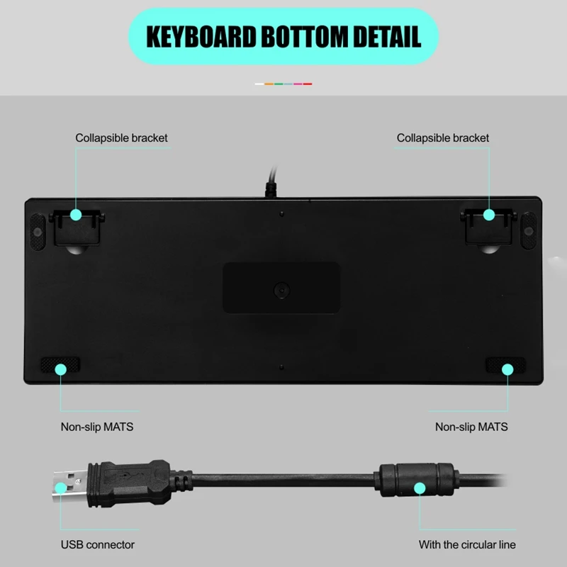 

Mechanical Gaming Keyboard & Mouse Set, 87 Keys, Seven Colors RGB USB