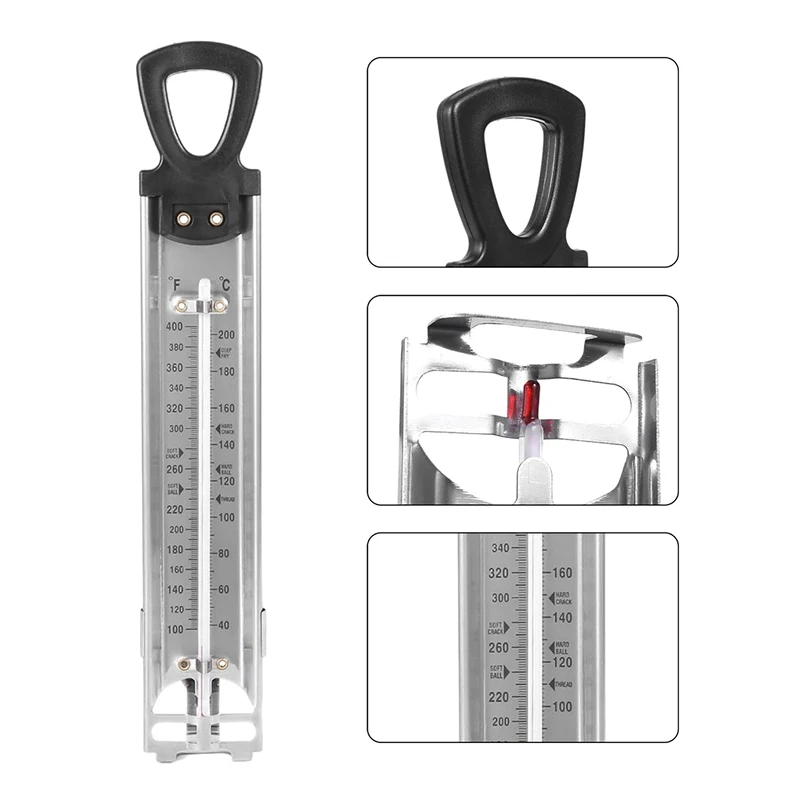 Paddle Thermometer Jelly Deep Fry Thermometer Stainless Steel with Pot Clip