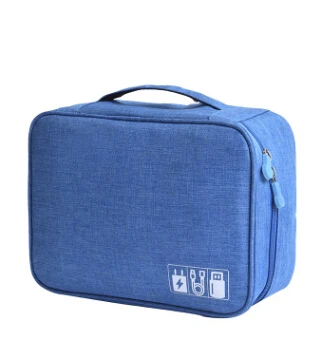 Синий New Unisex Cosmetic Bag Travel Storage Bag Organizer Solid Zipper Portable Large Capacity Storage Box - Цвет: Синий