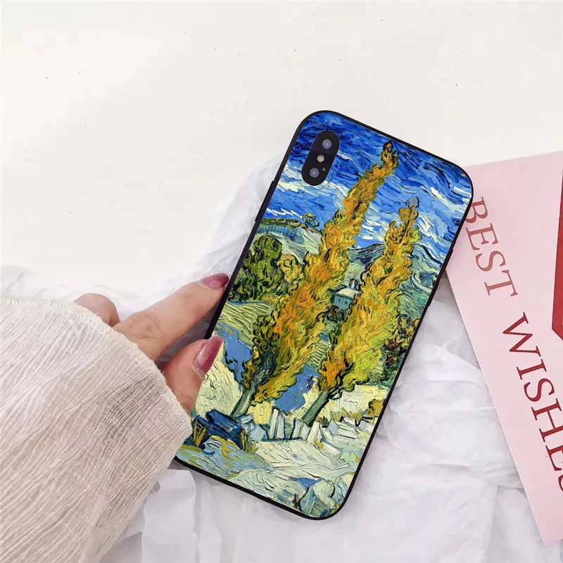 Van Gogh Oil Painting Silicone Soft Case for iPhone 5 5S 6 6S 7 8 11 Pro Plus X XR XS Max |