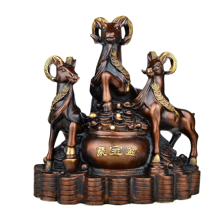 

LAOJUNLU из чистой меди три овечки открытые тайские украшения