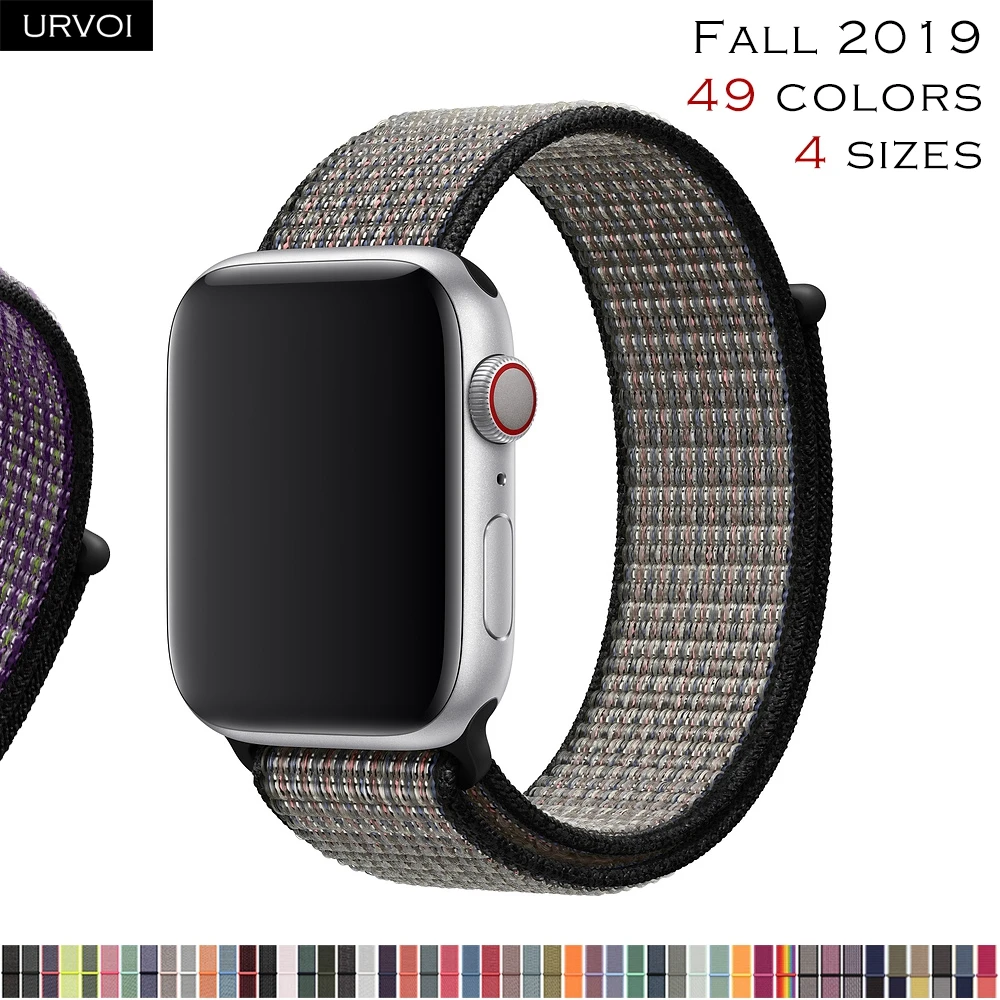 Спортивный ремешок URVOI для apple watch, серия 5, 4, 3, ремешок для iwatch, воздухопроницаемый, застежка-крючок, тканый нейлон, 40 мм, 44 мм