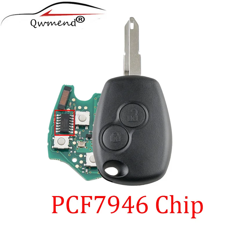 Чип PCF7946 QWMEND с 2 кнопками полный дистанционный ключ для Renault Duster Logan Fluence Clio Vivaro Movano
