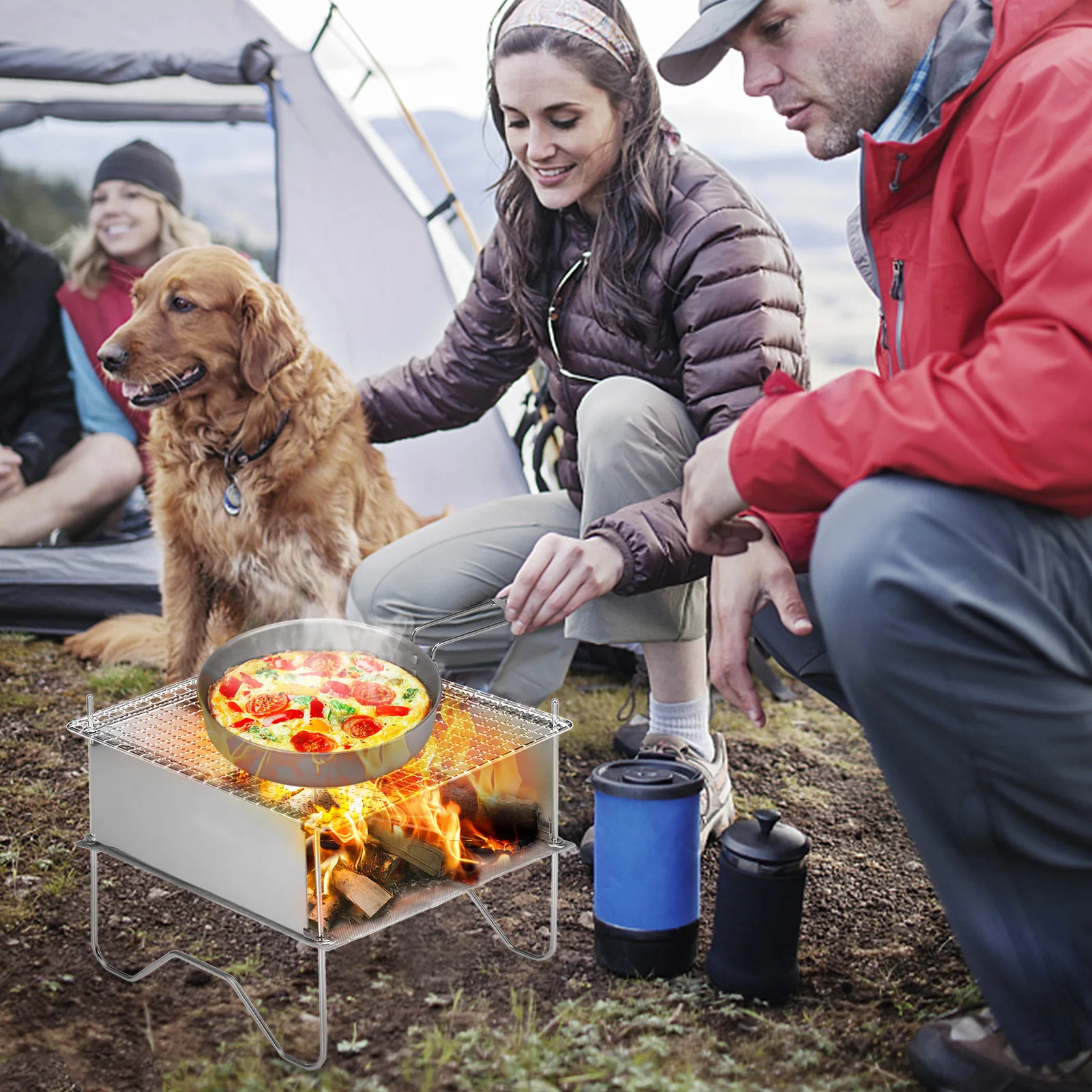 Кемпинговая плита гриль для барбекю портативный складной из нержавеющей стали