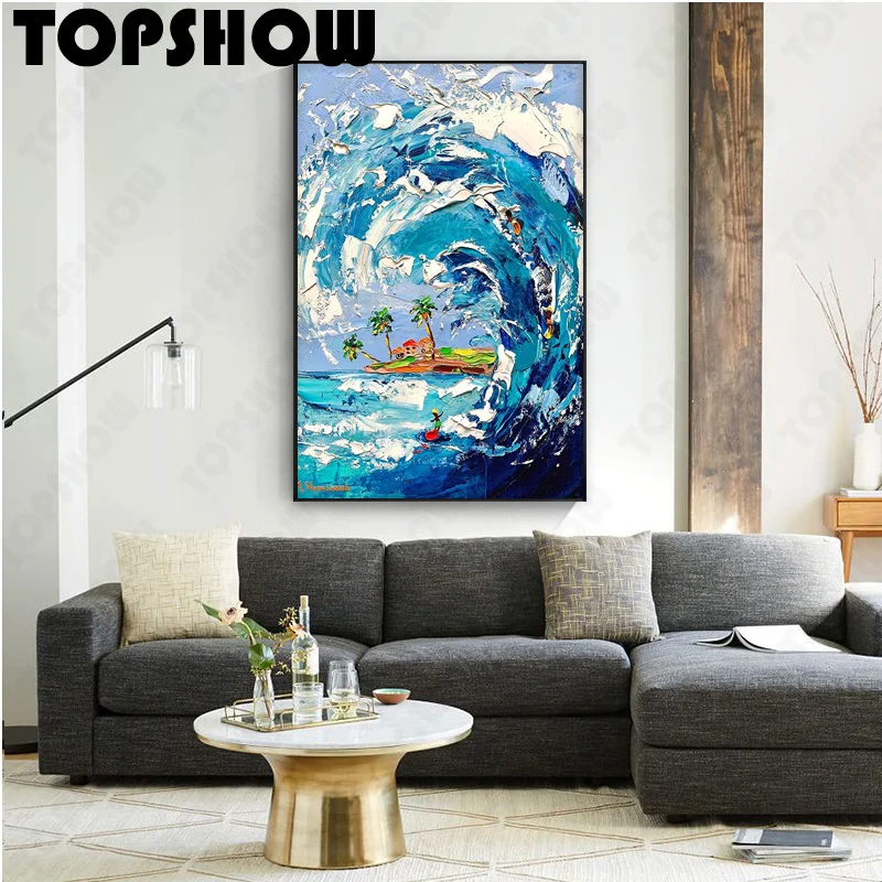 

Большая оригинальная картина маслом на морском пляже ручная роспись абстрактная картина маслом Ручная работа картина маслом для дома гост...