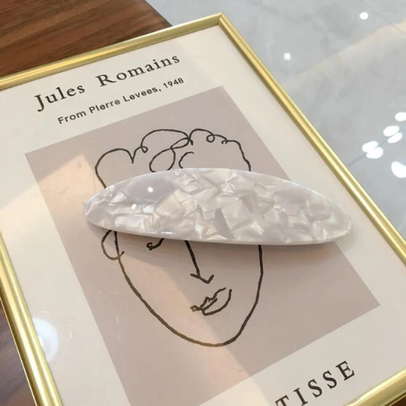 1PCS Korean Acrylic Hair Clips For Women Accessories Fashion Jewelry Geometric Oval Spring Hairpins Barrettes |