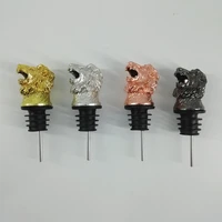 4 colors gold tone creative lion head wine mouth art pourer stopper preservation plug bar household wine tools silver rose pours