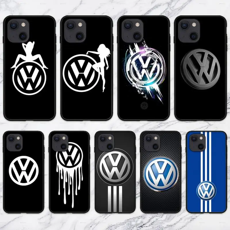 

Черный-V-Volkswagen-автомобильный чехол для телефона iPhone 11 12 Mini 13 Pro XS Max X 8 7 6s Plus 5 SE XR