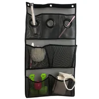 Hanging Mesh Caddy Black Shower Organizer with 7 Pockets and 3 Hooks for Saving Space, Bathroom Accessories,Storage Bag for Toys