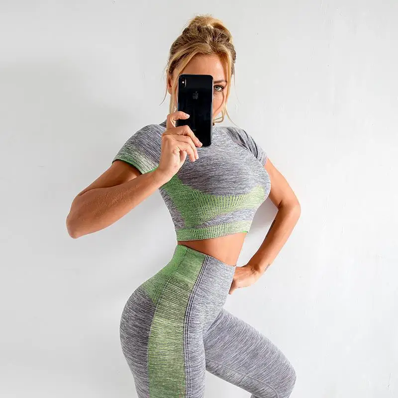

New Arrival Sports Yoga Shirt Short Sleeve High Elastic Close-Fitting Quick Dry Running Breathable Exposed Navel Crop Top