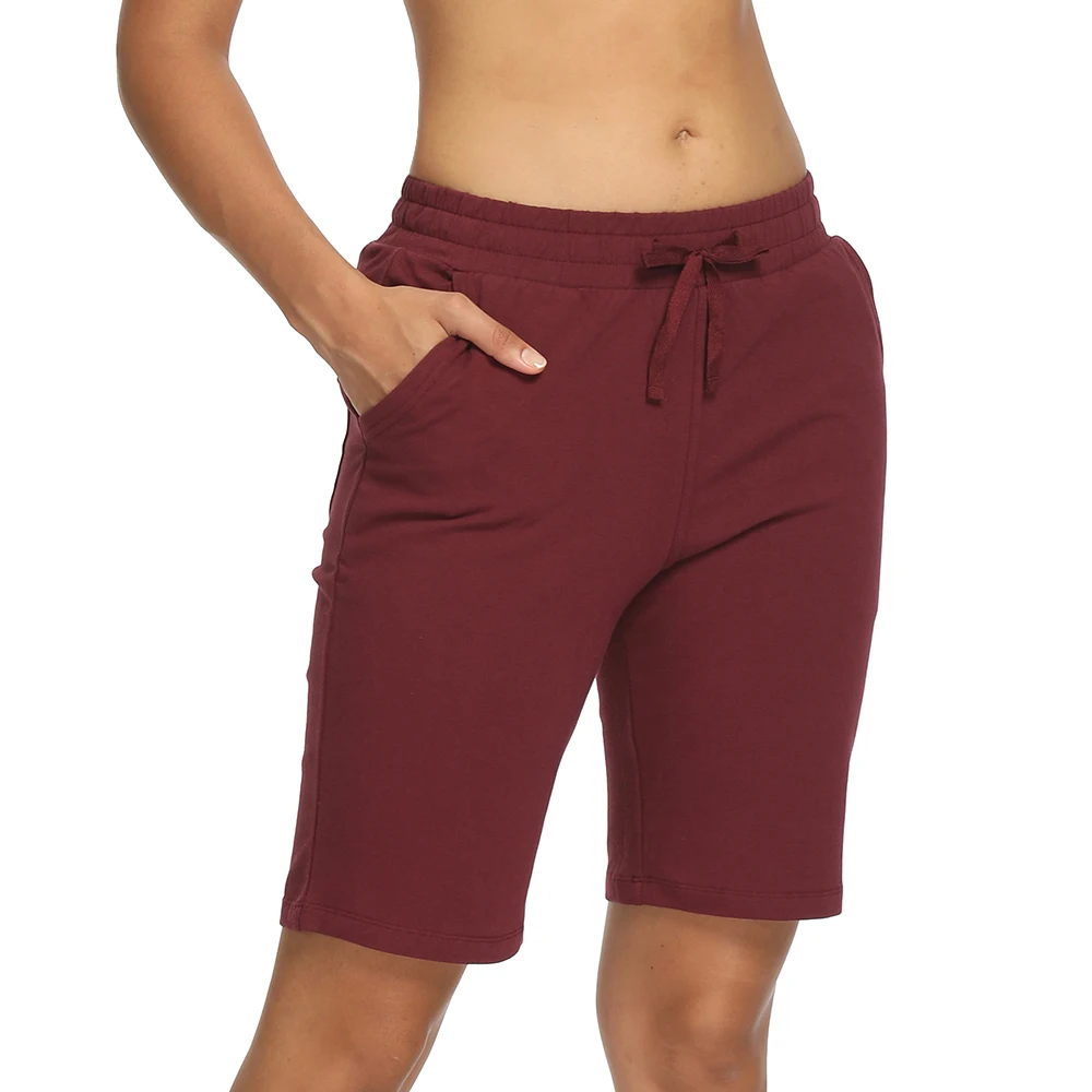 

Women Bermuda Shorts Jersey Shorts with Deep Pockets Long Shorts for Women Lounge Walking Athletic Gym Active Yoga Workout