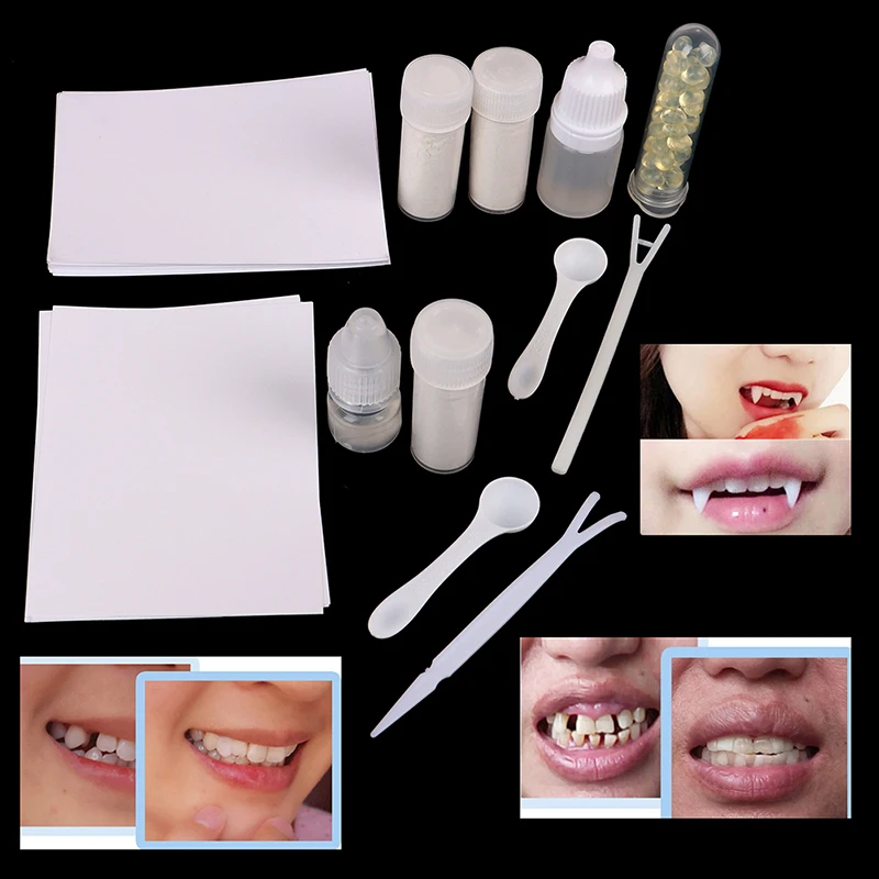 Косплэй поддельные зубные протезы Зубы вампира с клеем привидение дьявол клыки